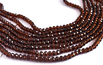 The Design Cart Dark Brown Transparent Tyre/Rondelle Crystal Beads (2 mm) (1 String) for Jewellery Making, Beading, Embroidery, Art and Craft