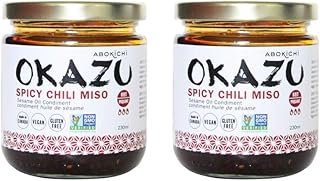 Abokichi OKAZU Premium Japanese Spicy Chili Miso Oil Condiment – Umami-Rich Chili Crisp with Garlic & Sesame, Vegan Gluten-Free Non-GMO Preservative-Free for Ramen, Stir Fry, Dipping & Cooking, 2 Pack