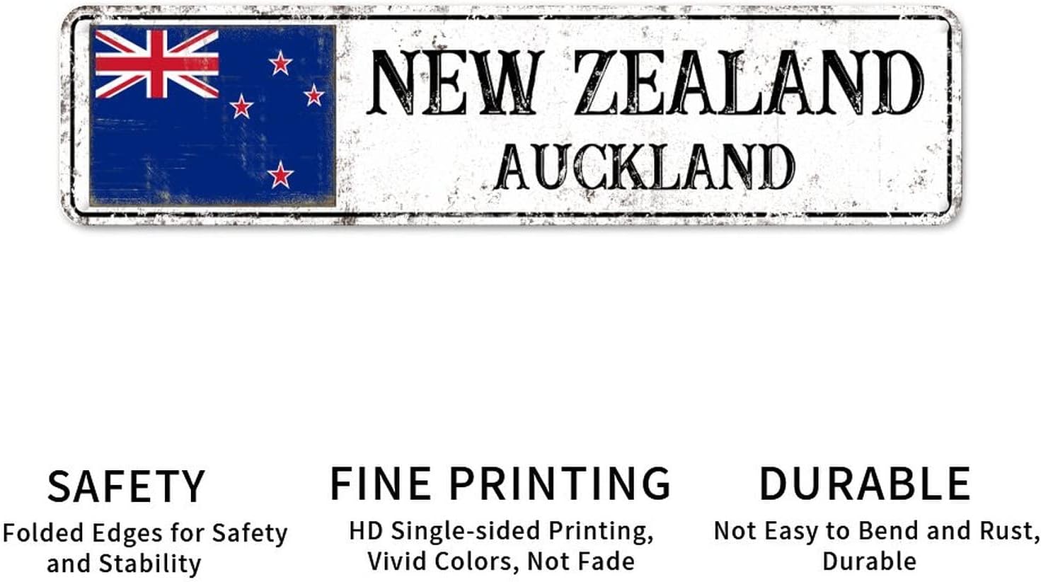 Personalized New Zealand Street Sign New Zealand National Flag Metal Sign Popular City Auckland Metal Sign Road Vintage Metal Wall Art Rustic Wall Sign Country City Indoor & Outdoor Decor 24x6in image 3