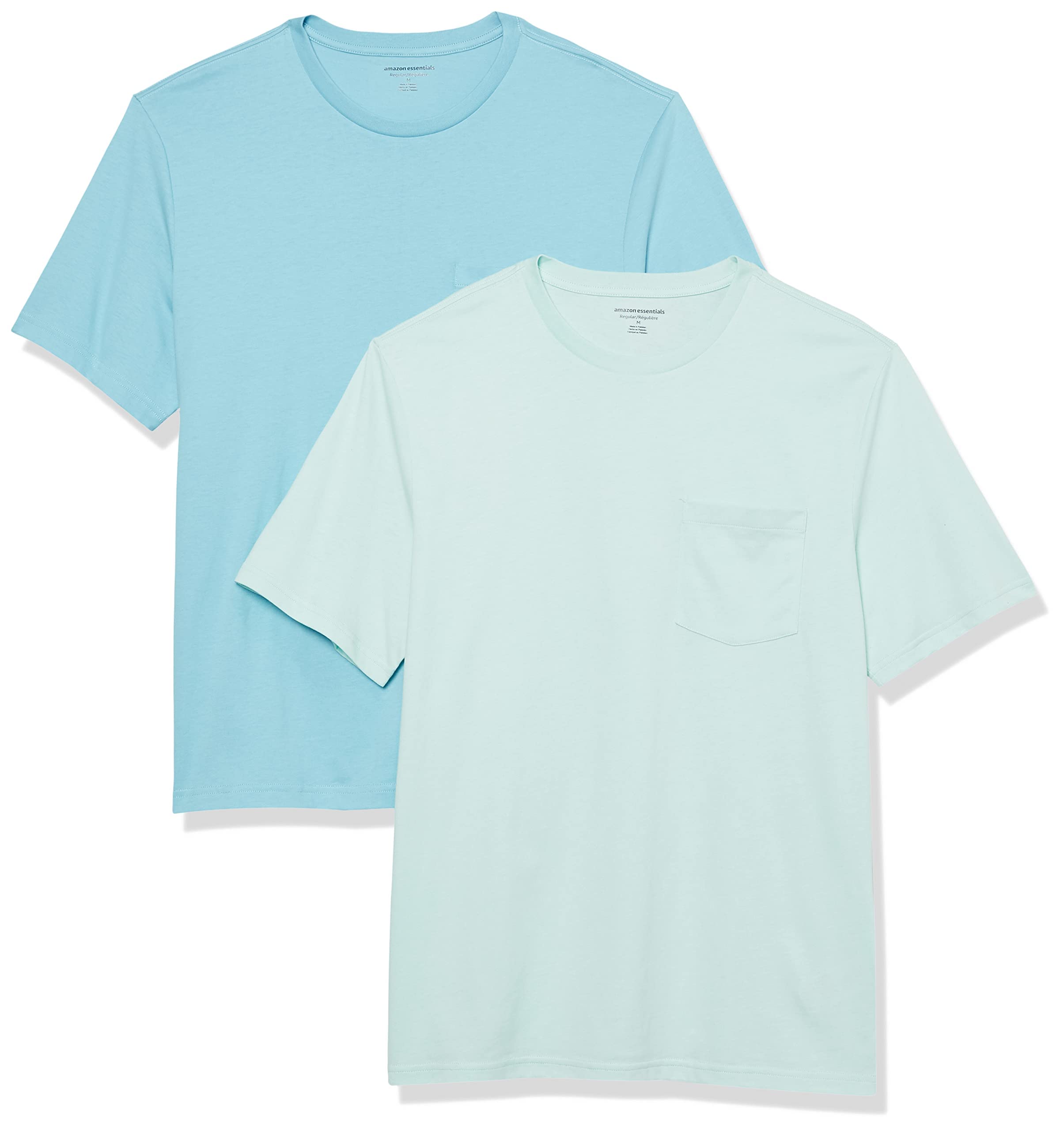 amazon essentials mens t-shirts regular-fit short-sleeve crewneck pocket pack of 2