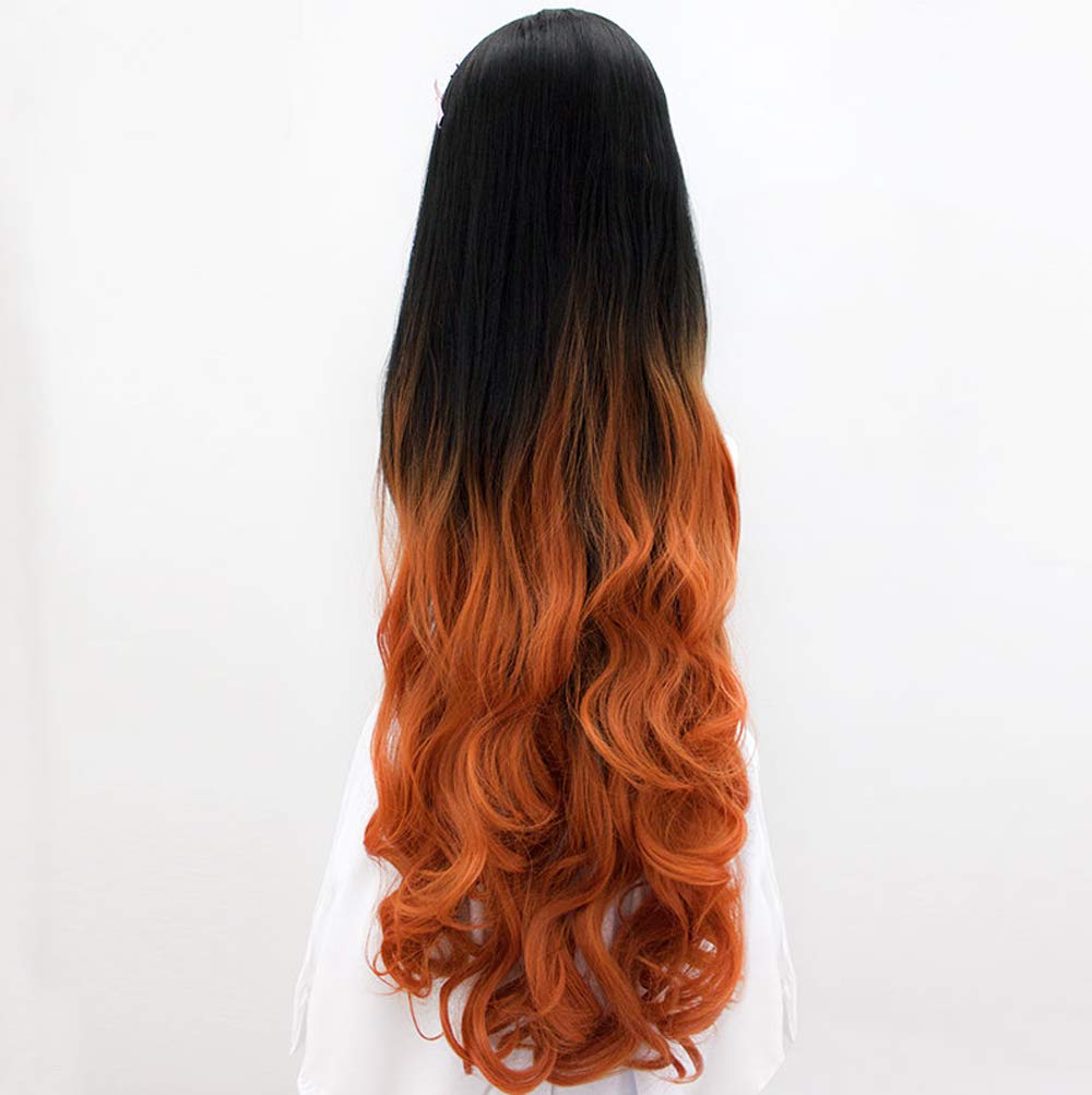 Amazon.com : Womens Long Black Ombre Orange Curly Cosplay Wig Synthetic Hair  Wigs (Kamado Nezuko) : Beauty & Personal Care