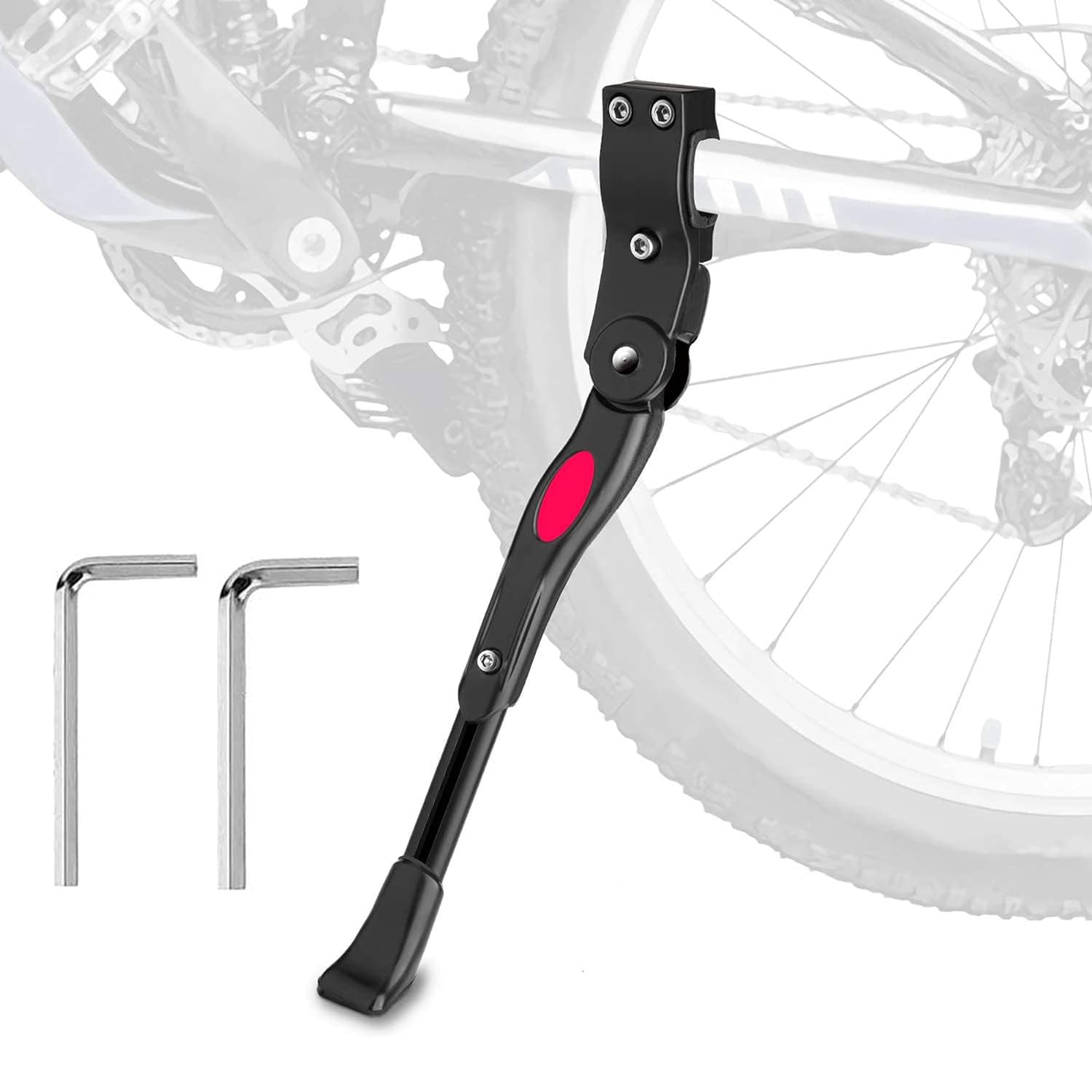X spring Adjustable Bike Stand, Aluminum Alloy Bicycle Side Kickstand with Two Mini Hexagon Wrench, Rear Side Adjustable Bicycle Kickstand for 22-28 Inch Mountain Bikes, Road Bikes