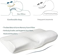 Vista 3 de Almohada ortopédica de espuma viscoelástica con contorno, almohadas para dormir ergonómicas cervicales para el dolor de cuello - para dormir