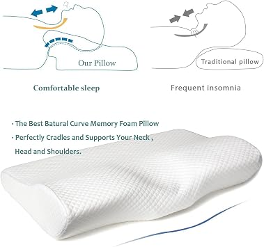 EPABO Contour Memory Foam Pillow Orthopedic Sleeping Pillows, Ergonomic Cervical Pillow for Neck Pain - for Side Sleepers, Back and Stomach Sleepers, Free Pillowcase Included (Firm & Standard Size