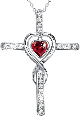 Dorella Love Infinity Necklace for Women Birthday Gifts Wife Mom July August Birthstones Ruby Peridot Jewelry 925 Sterling Silver