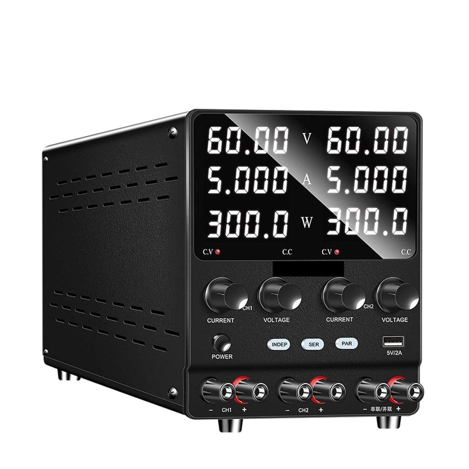 Alimentatore CC a doppio canale 4 in 1 Fonte di alimentazione da banco regolabile 30 V 10 A for la riparazione di telefoni cellulari e l'uso in laboratorio(30V 10A)