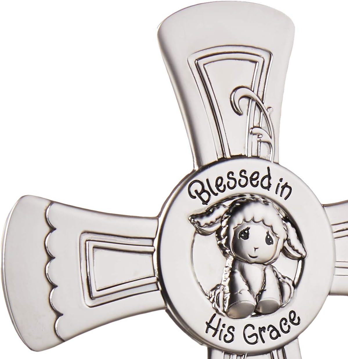 Precious Moments 191450 Luffie Lamb Blessed in His Grace Baptism Zinc Alloy Cross with Base