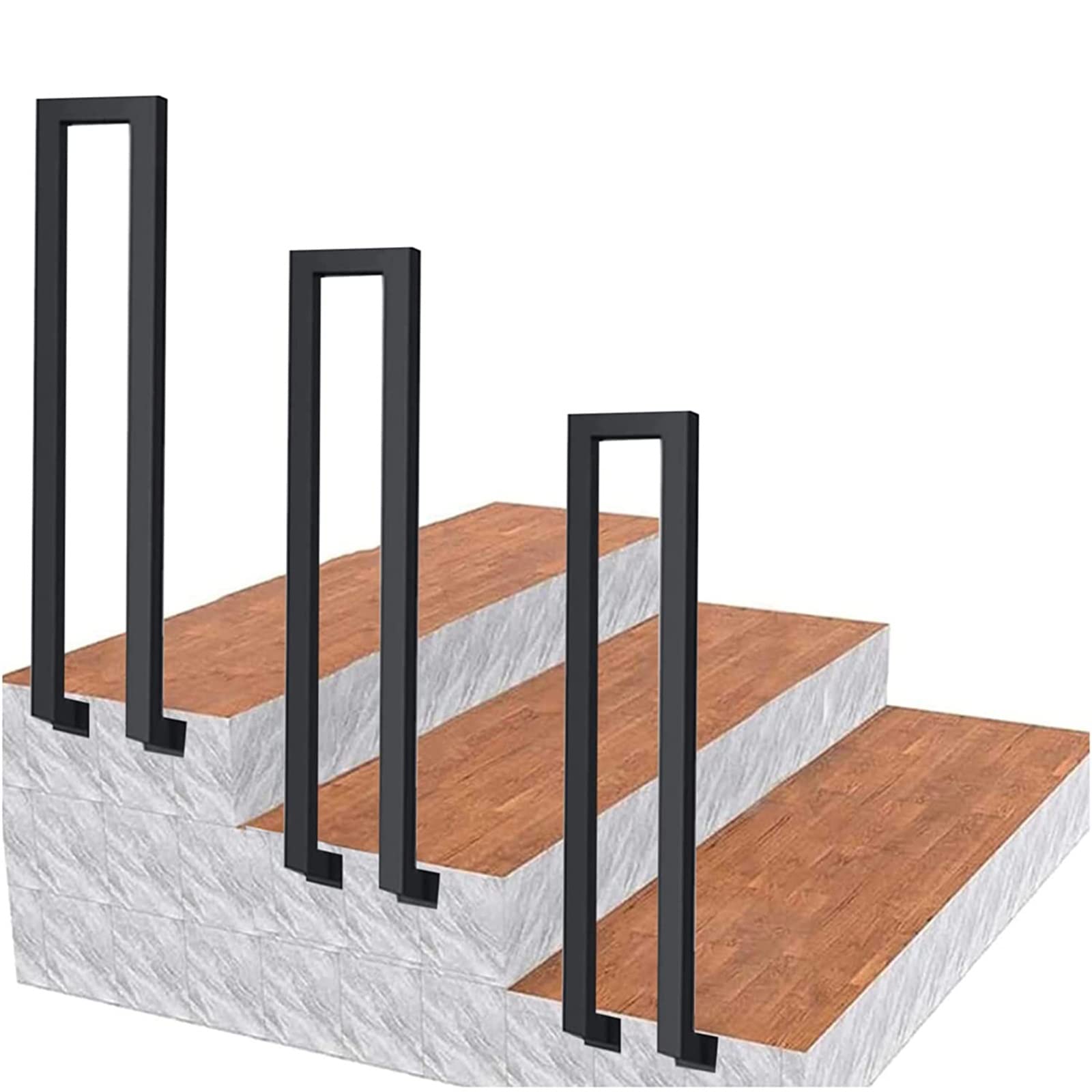 Rampe d'escalier 1 marche en fer forgé noir mat pour sécuriser votre perron