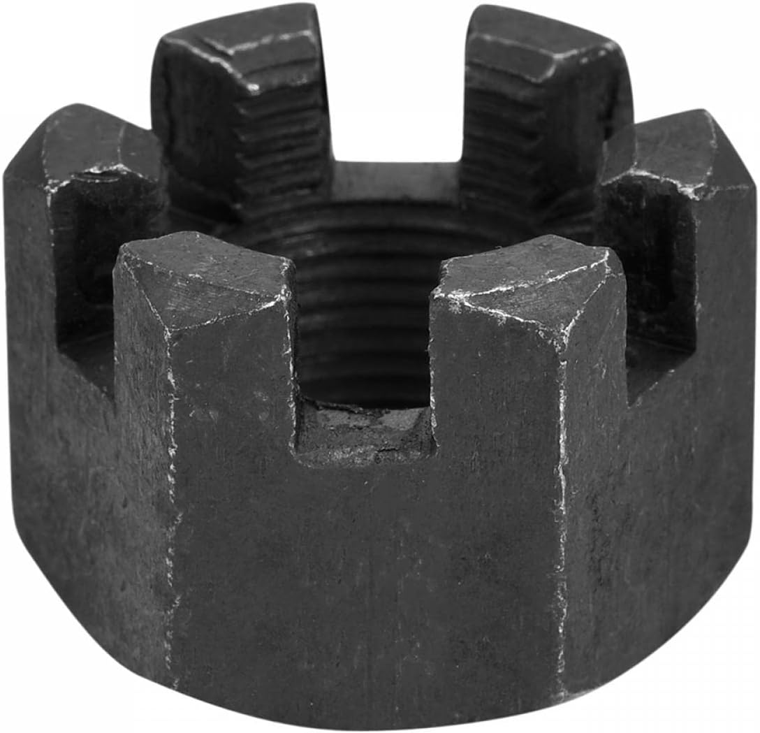 uxcell M24x1.5mm Hexagon Slotted Nut, Grade 4.8 Carbon Steel Hex Castle Nuts, Black, 5Pcs