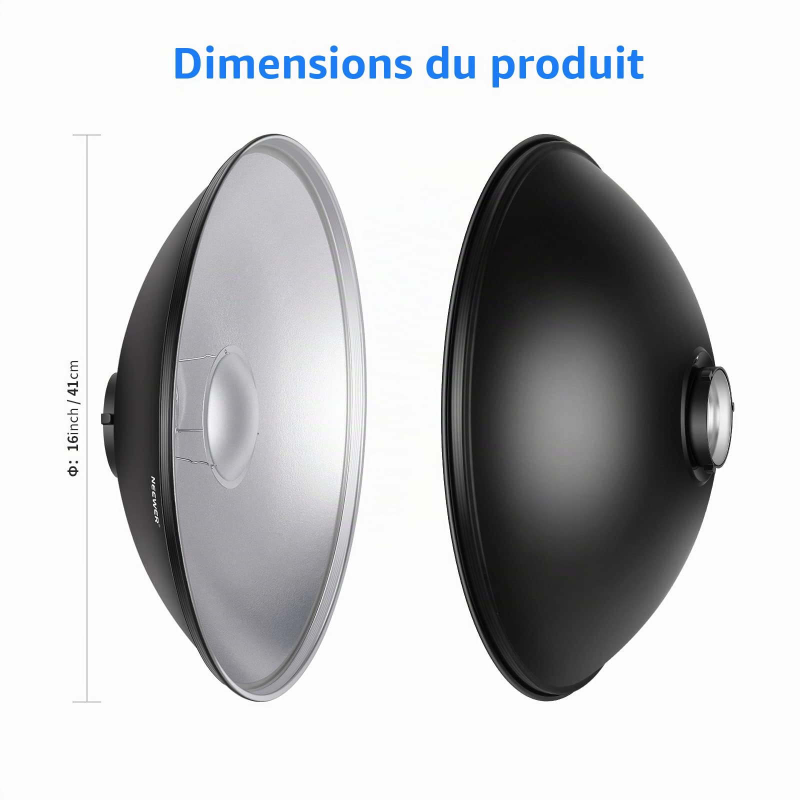 Neewer 41cm Réflecteur Bol Beauté en aluminium Standard avec Diffuseur pour Flash Studio Strobe Bowens Mont comme Neewer Vision 4 Vc-400hs Vc-300hh Vc-300hhlr Ve-300