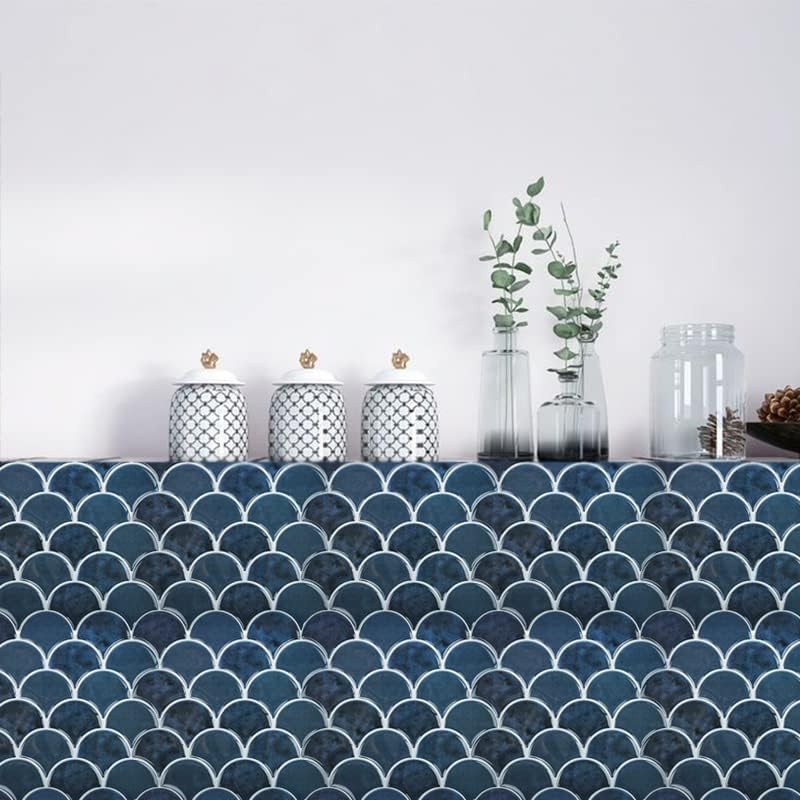 Miniatura 5 de Protector contra salpicaduras azules para despegar y pegar, diseño más grueso, apto para inquilinos, extraíble, diseño de sirena, azulejos adhesivos