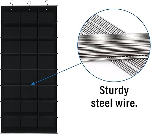 Miniatura 6 de Libeder Organizador de zapatos colgante de 24 secciones para armario organizadores colgantes de armario con 6 bolsillos laterales de malla zapatero