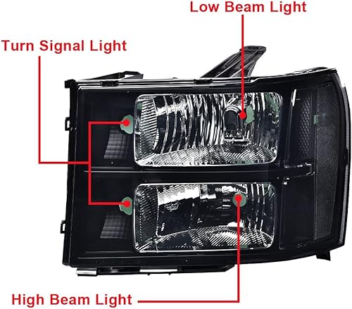 Vista 58 de PIT66 Conjunto de faros delanteros compatible con GMC Sierra 1500 2500HD 3500HD 3500HD 2007-2013, faros halógenos laterales del conductor