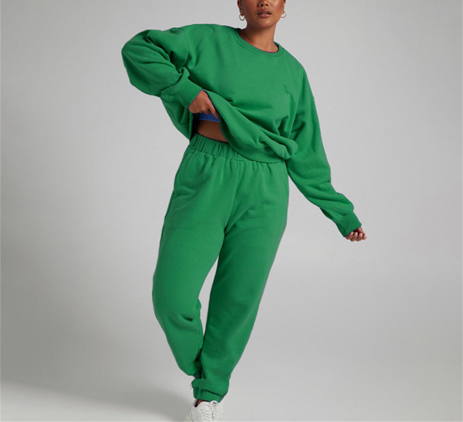 Suncolour Completo da Donna in Due Pezzi Felpa Pullover e Pantaloni da Jogging Tuta Calda Set di Tute Casual