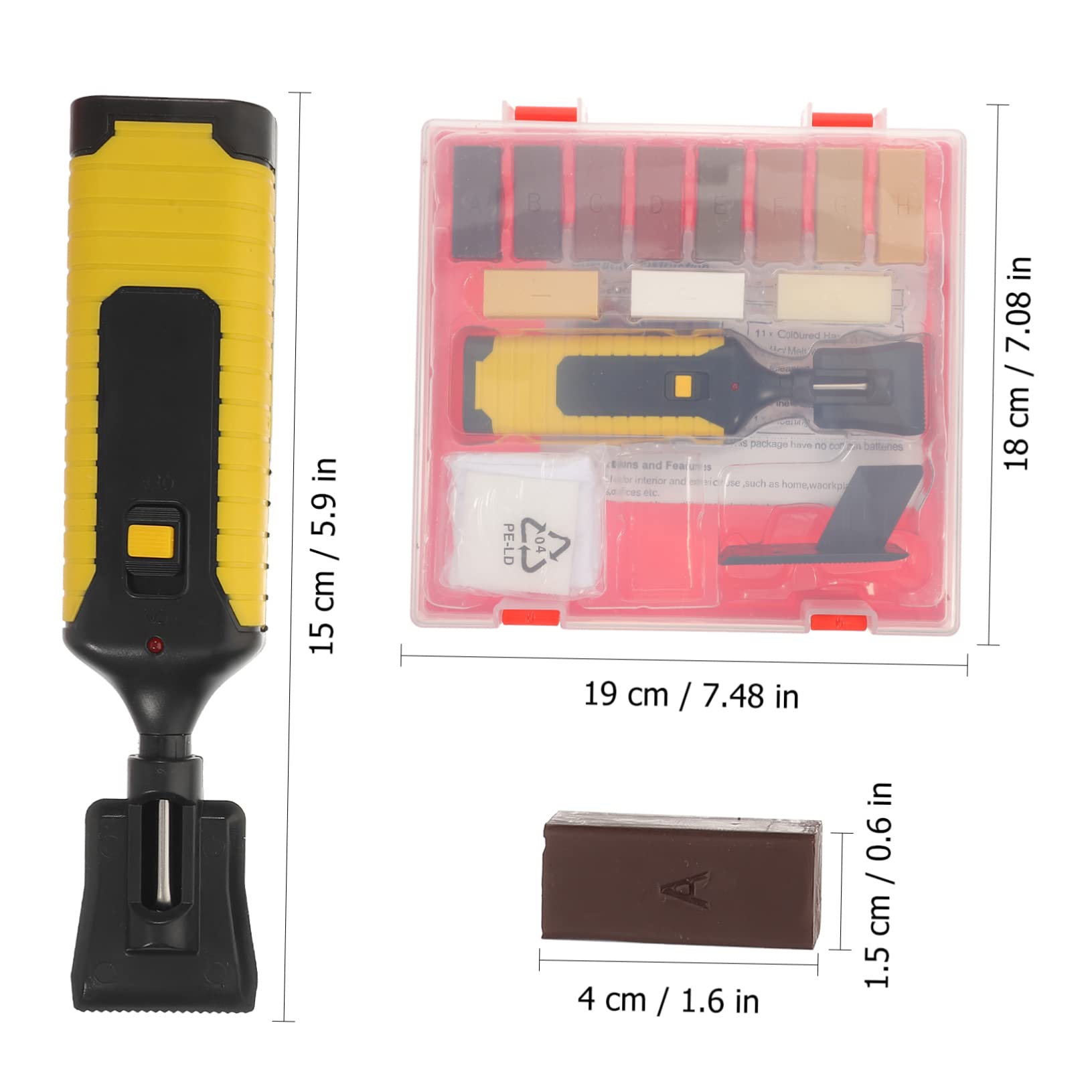Alipis Kit di Riparazione per Pavimenti in Laminato e Vinile Blocchi di Cera, Riscaldamento Rapido Integrato per Graffi e Aree Danneggiate | Restauro per Pavimenti e Superfici, Blocchi Cera Inclusi, 11 Colori Disponibili