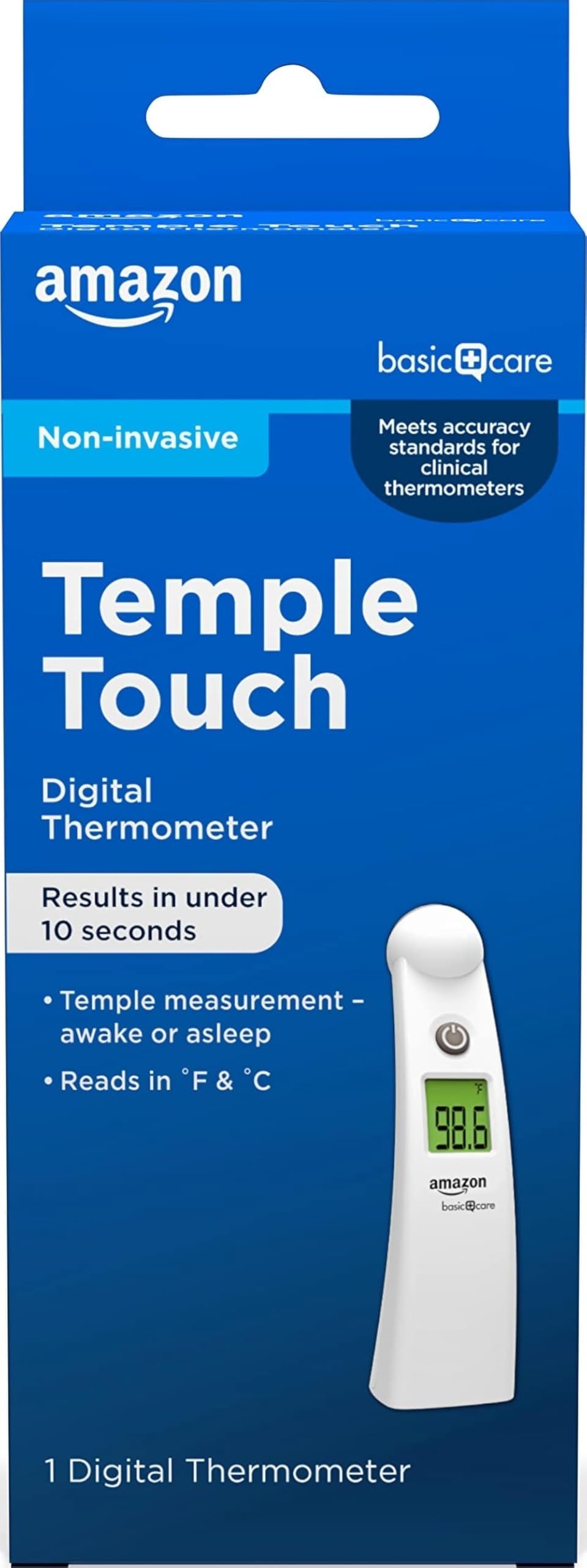 Temple Touch Digital Thermometer, Instant Read, Easy to Use, Fast Accurate, White