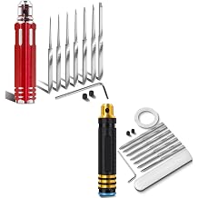 2PCS Prime Model Scriber Gundam Resin Carved Scribe Line Hobby Cutting Tool Chisel, 7 Model Chisel Blades 0.1/0.2/0.4/0.6/0.8/1.0/2.0mm with Rubber Cap + Carving Masking Tape 3mmx20m