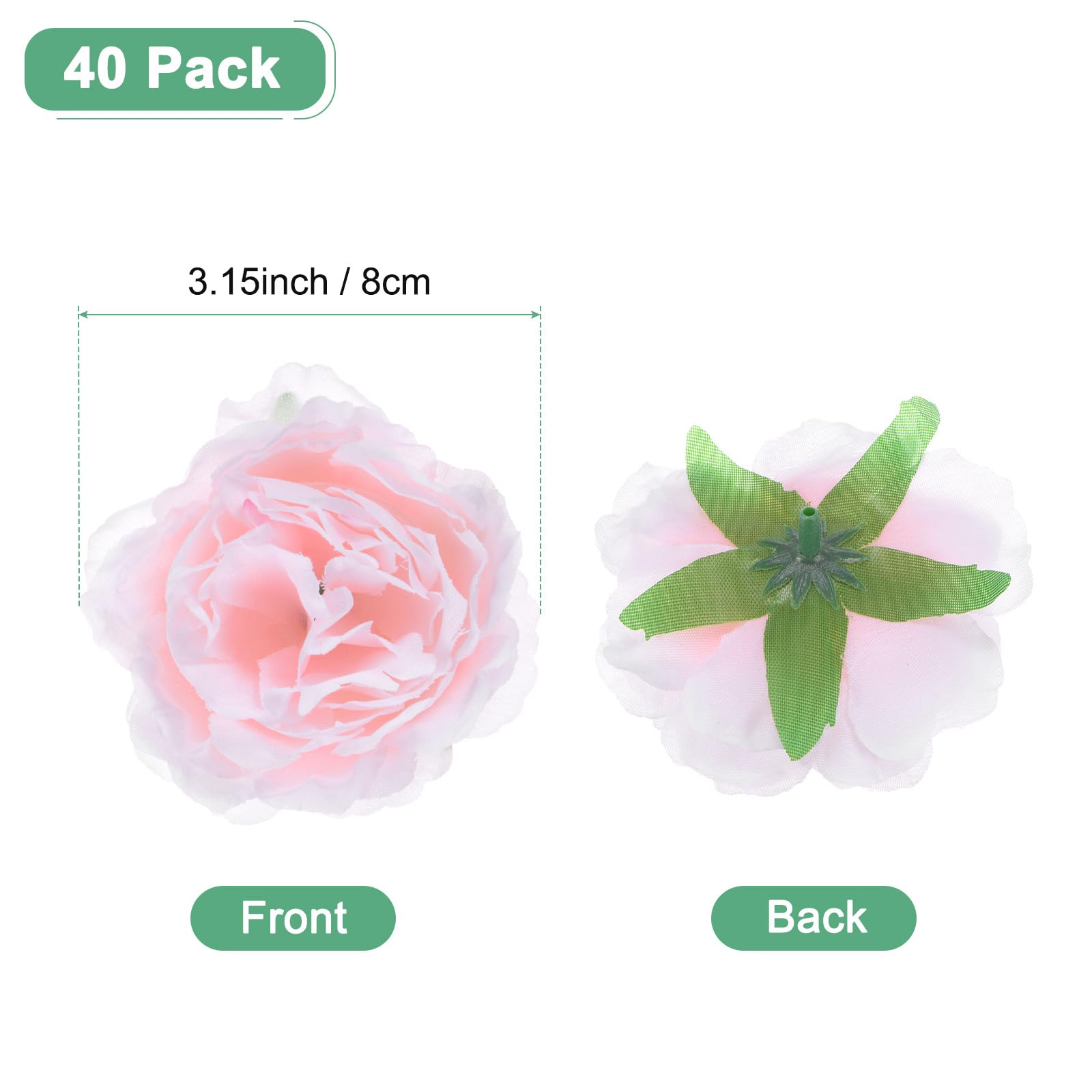 M METERXITY 40-Pack Artificial Flower Heads, 3.15 Inch Silk Faux Peony Head for Wedding/Bouquet/Party/Home Decorations - Image 3