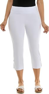 Zac & Rachel Women's Pull on Capri Pant with Ankle Loop Detail