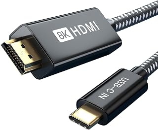 AGFINEST USB C to HDMI 2.1 Cable 6.6FT, 8K@60 USB Type C to HDMI Cable, High Speed 48Gbps [Thunderbolt 3/4,USB 4 Compatible] for MacBook Pro, MacBook Air, iPad Pro, UHD TV, Projector and More