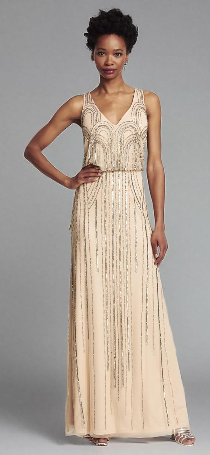 Adrianna Papell Womens Blsn Beaded Art Nouveau - Image 5