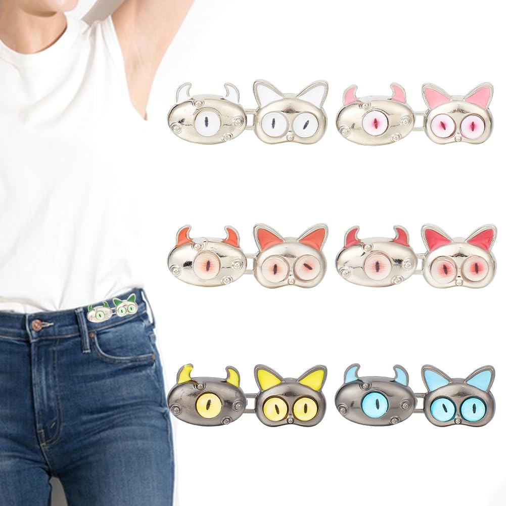 GOMAKERER 7 Pairs Monster Button Pins for Jean, 7 Colors Alloy Adjustable Waist Tightener No Sew Detachable Sewing Fasteners for Jeans Pants Skirts Clothes