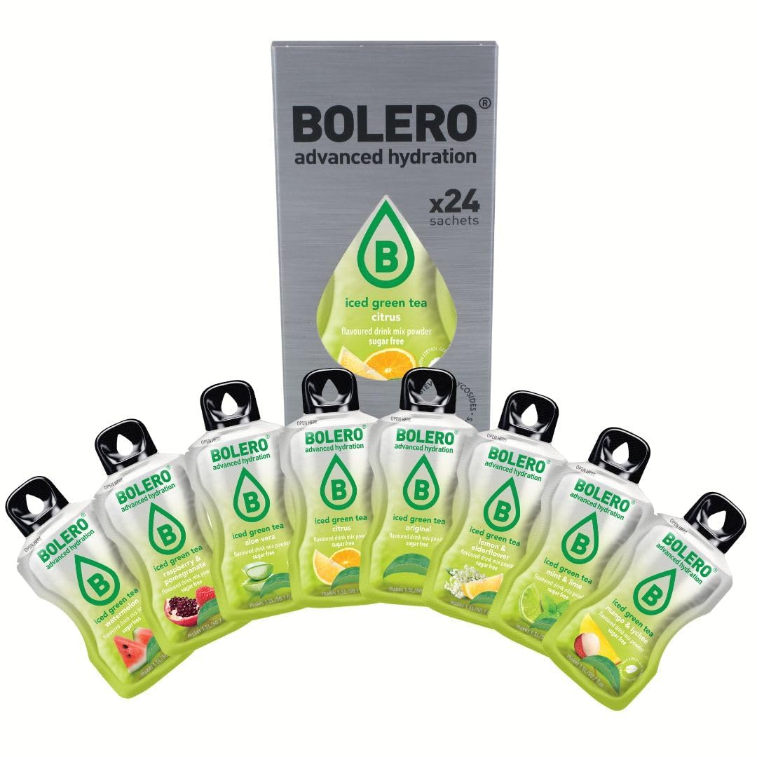 Bolero Mezcla de té verde helado 24x8 g Saftpulver ohne Zucker gesüßt mit Stevia Vitamina C