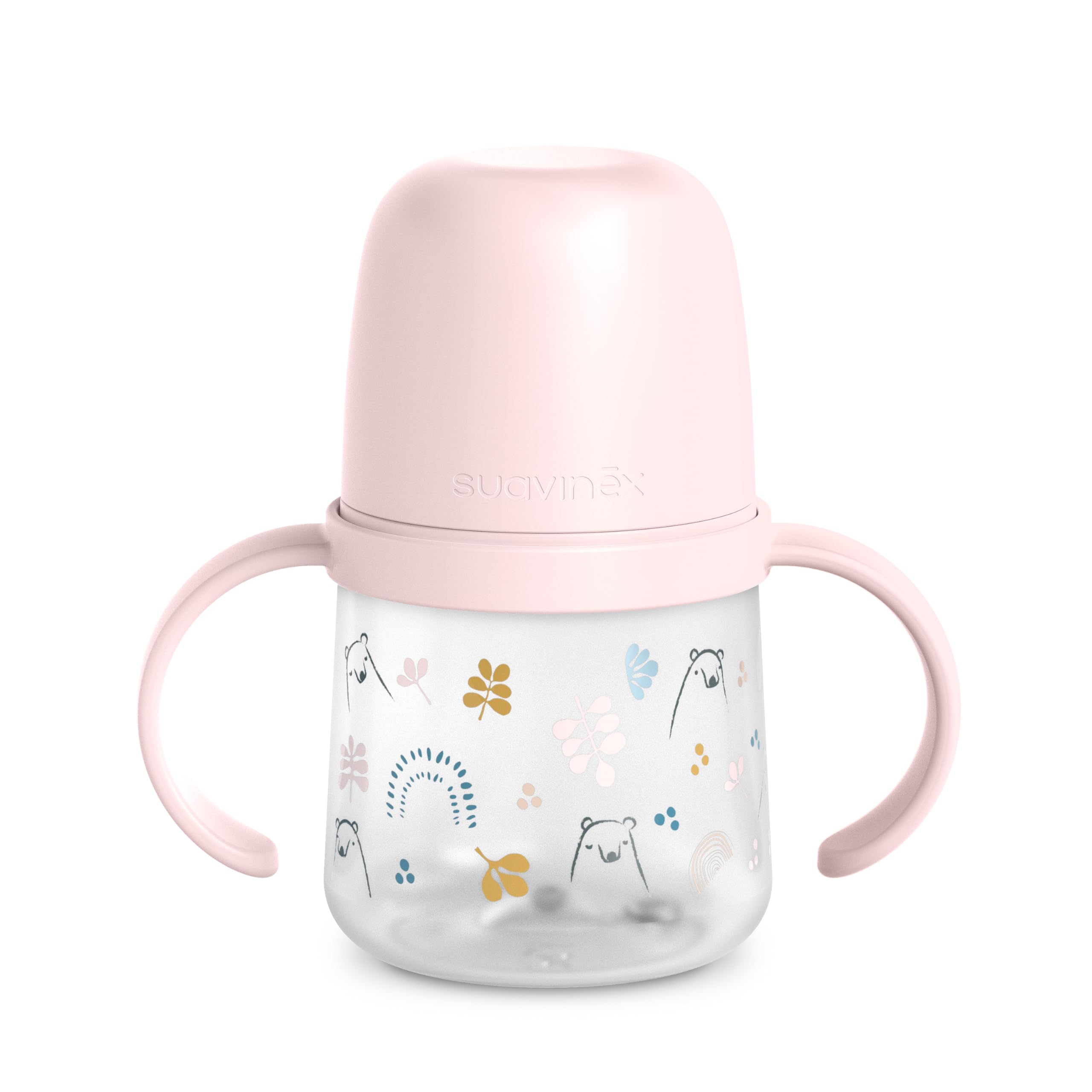 Suavinex, Zestaw gorących posiłków z talerzem termicznym, silikonowa łyżka + kubek z silikonowymi uchwytami i dziobkiem + talerz termiczny + 6 miesięcy, My Family Pink