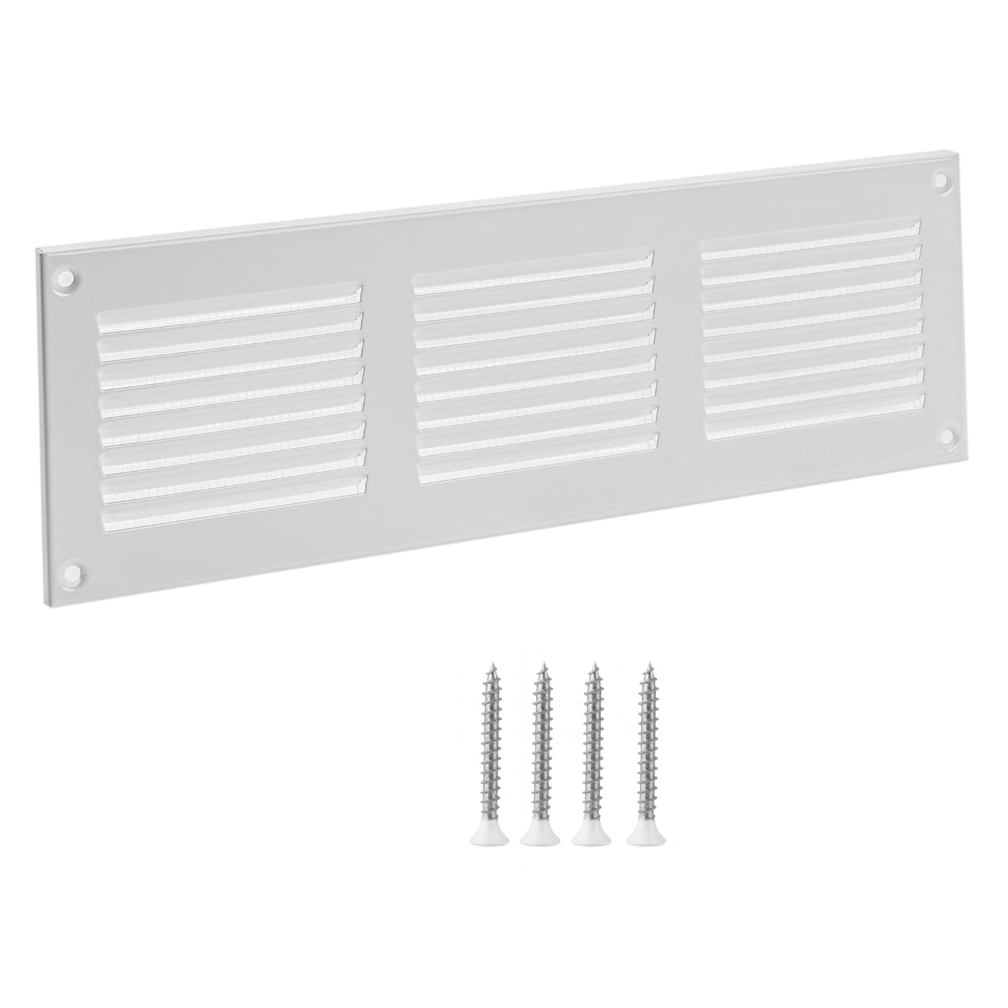 TURvent 10x2 Vent Cover (Duct Opening) - White HVAC Return Air Grille for Wall and Ceiling - Metal AC Vent Cover with Mesh - Rectangular Ventilation Register - External Dimensions: 11.81" W x 3.94" H — image 1