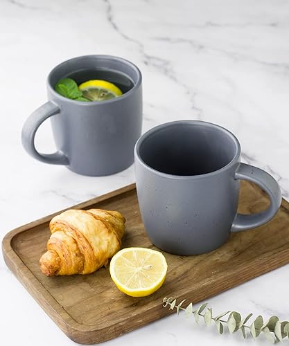 Miniatura 4 de famiware Juego de 4 tazas de café moteadas, tazas de café grandes de cerámica de 13 onzas, juego de tazas de café modernas con asa para té, latte,