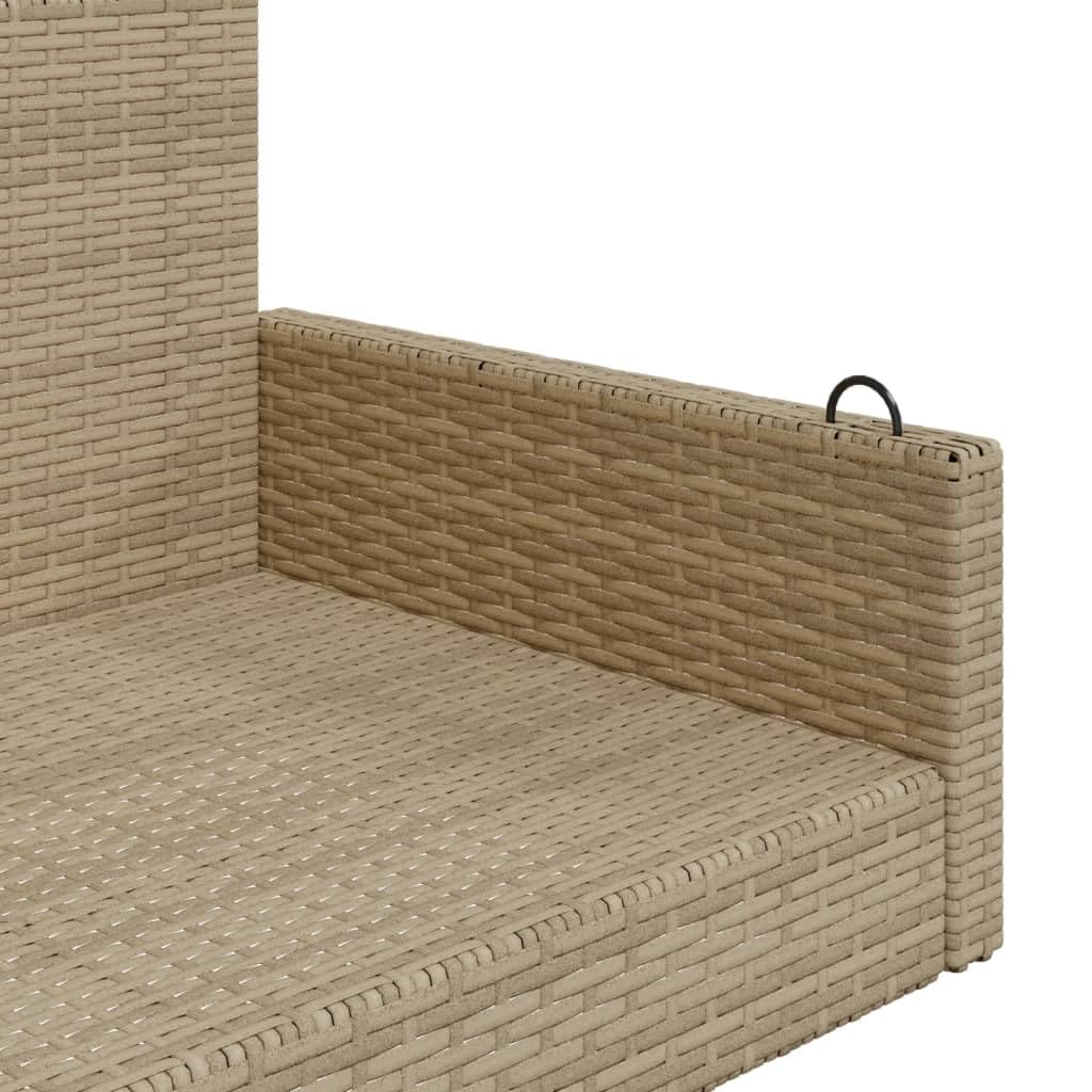 Banco Columpio de ratán sintético Beige 119x56x48 cm, Columpio Jardin Exterior, Balancin Jardin Exterior, Muebles Jardin Exterior, Balancin Balcon - 365628