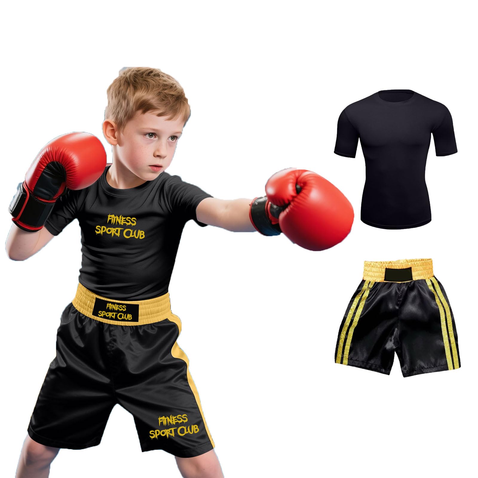 Personalised Boxing Shorts Set Custom Name & Pattern Top with Fight Trunks for Adults and Kids Lightweight Anti-Tear Fabric with Adjustable Waist Muay Thai MMA Gear