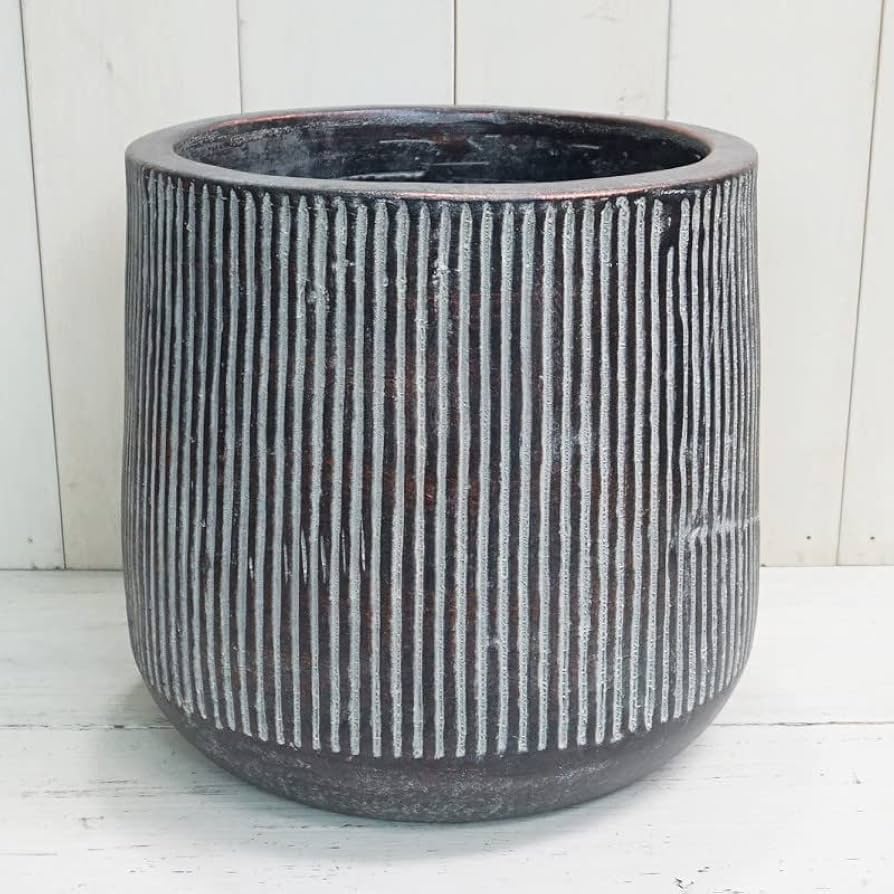 陶器製 大型プランター テラコッタ 底穴あり ストライプ模様 楽天市場