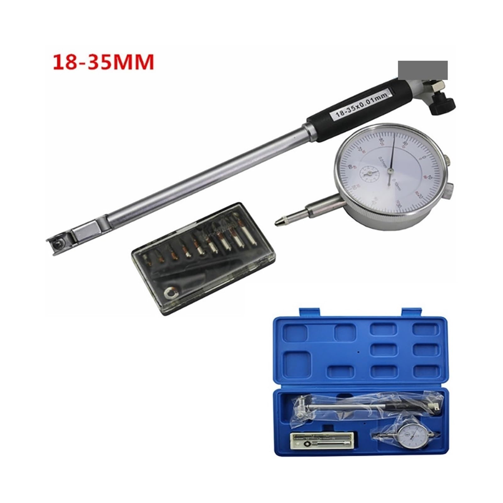 Jauge d'alésage à Cadran Diamètre du Trou 50-160MM 35-50MM 0,01mm Cadran Alésoir Indicateur Diamètre Indicateurs Précision Moteur Cylindre Mesure Kit De Test Outil Compteur(35-50mm type1)