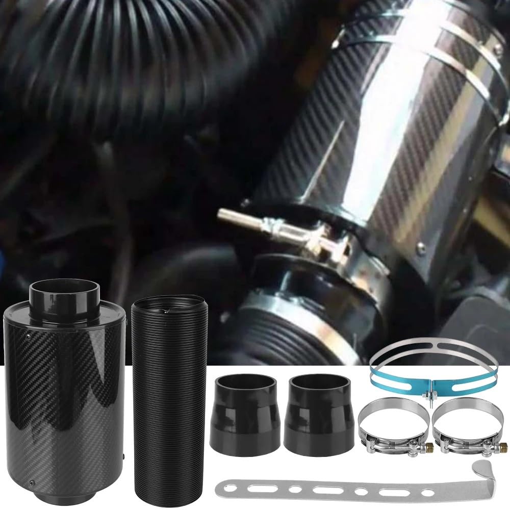 kaltluft induktionskit 1 Set Rohr Schlauch Kit Feed Geschlossene Ansaugung Induktion Universal Faser Ansaugfilter Box Auto Carbon Faser Kaltluftfilter luft mit filter