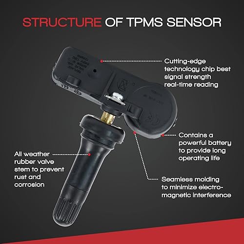 Miniatura 6 de MOCA - Kit de sensor de sistema de monitoreo de presión de neumáticos (TPMS) de 433 MHz para Chrysler 300 Town & Country, Dodge Challenger Charger