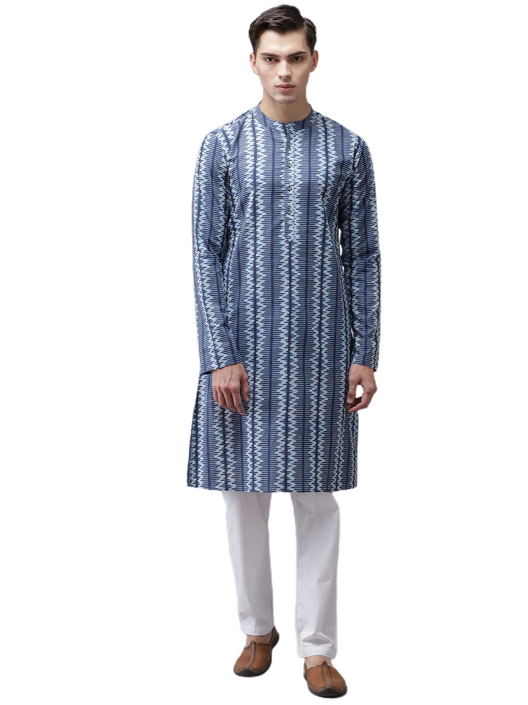 See Designs Cotton Regular Mens Kurta (14647472_Blue_Xl)