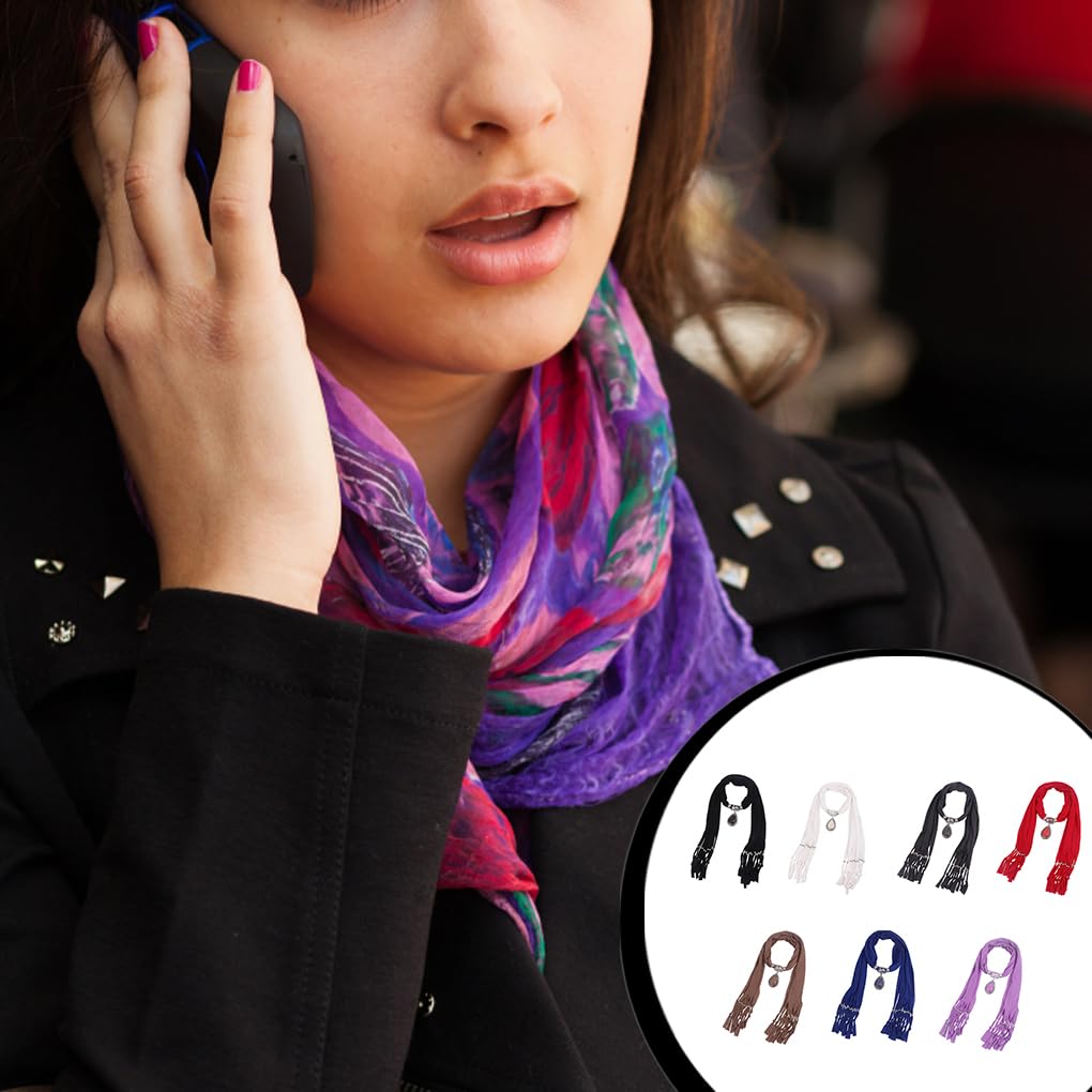 Collana lunga da donna in resina con ciondolo a forma di scialle, sciarpa, sciarpa con ciondolo
