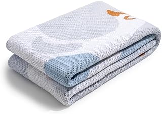 100% Organic Cotton Baby Blanket – Soft Knitted Breathable Swaddle Blanket for Crib & Stroller - Newborns, Infants & Toddlers – Hypoallergenic High Density Cotton Knit, 47x32 in (Goose, Blue)