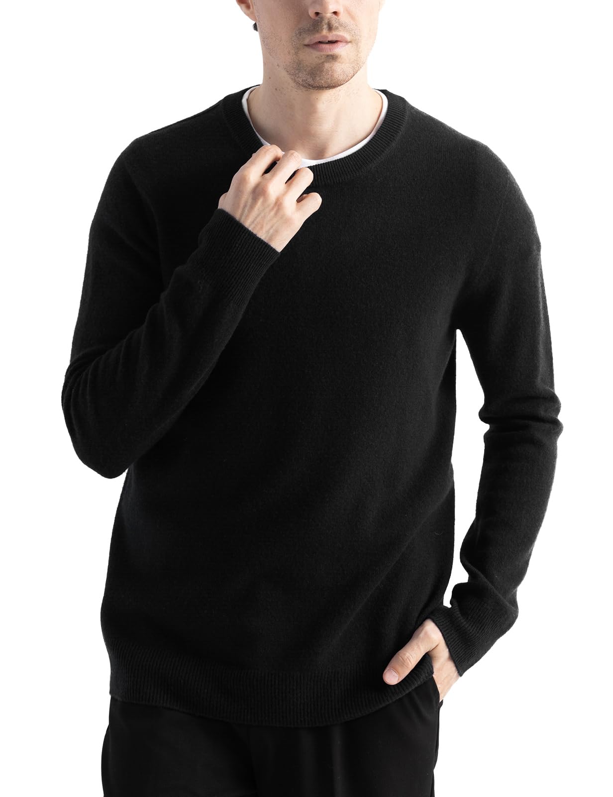 Men's 100% Merino Wool Sweater 2025 Fall Winter First-Line Ready to Wear Crew Neck Long Sleeve Seamless Knit Sweater-image-6