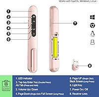 Vista 3 de QUI Clicker de Presentación para PowerPoint, RF 2.4GHz USB Presentador Inalámbrico Remoto con Control de Volumen, Clicker de PowerPoint Avanzador