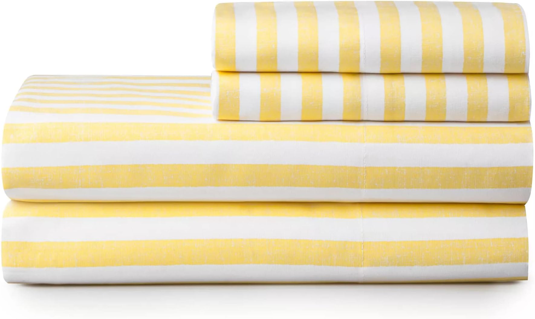 My Giza Dream Sheets-Short Queen Size Giza Dream Sheets Set to Fit Upto 18 Inches Deep Mattress (4 Pcs) Prints Yellow Striped