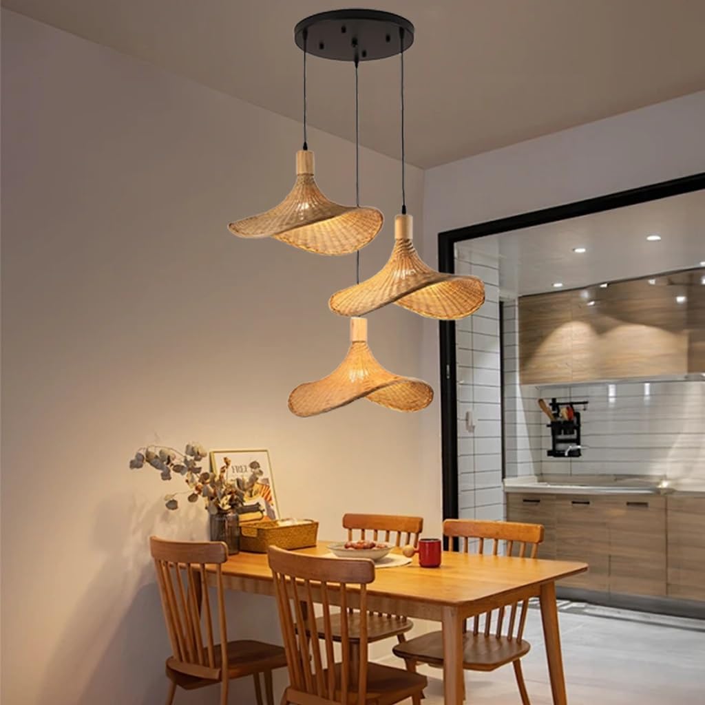 E27 Contemporary Natural Bamboo Ceiling Hanging Pendant Lights Handmade Bamboo Chandeliers Light - View #9