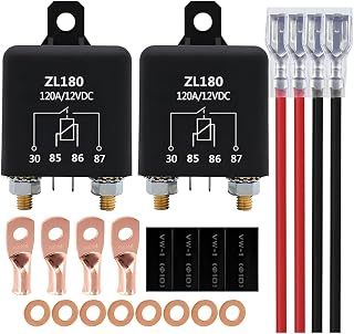 2PCS Car 12V Continuous Duty Relay Switch, 120A SPST High Power 4 Terminal Split Charge Vehicle Starter Relay, Automotive Battery Control Accessories, Universal for Most Vehicles