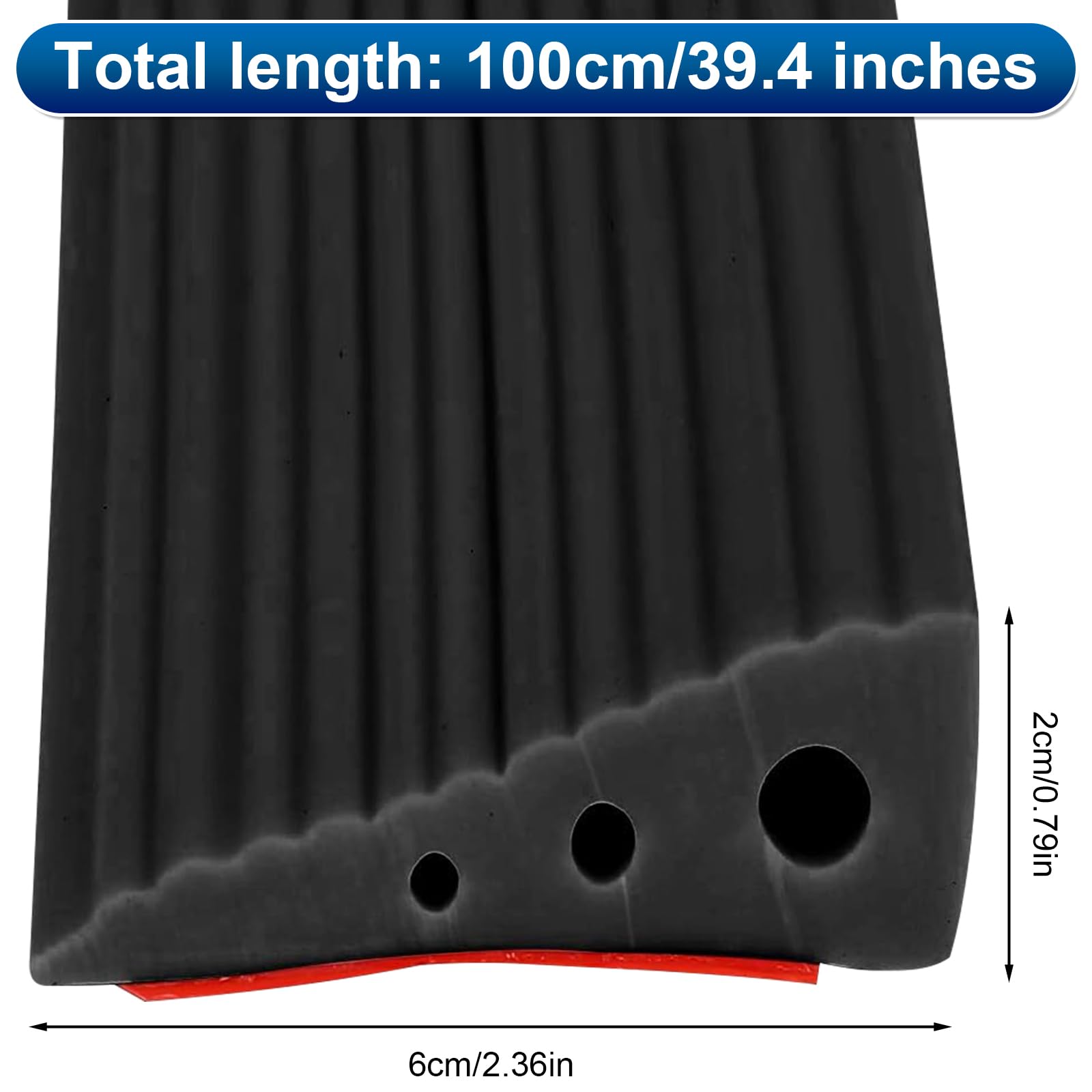 Rampa di Soglia per Porta in TPE, Altezza 2 cm, Carico Max 500 kg, Antiscivolo | per Sedie a Rotelle (Elettriche), Passeggini, Robot Aspirapolvere, Disabili | Design Resistente (Nero, 100x6x2cm)