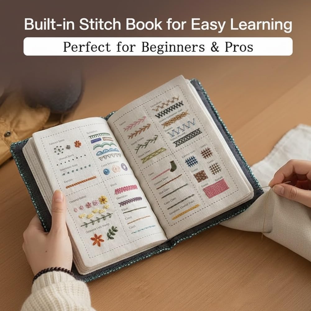 2026 New Embroidery Kit for Beginners with Stitch Book – Easy Hand 86 PCS Embroidery Sewing Kit with 106 Patterns, Step-by-Step Guide, DIY Craft Gift for Adults (1set)