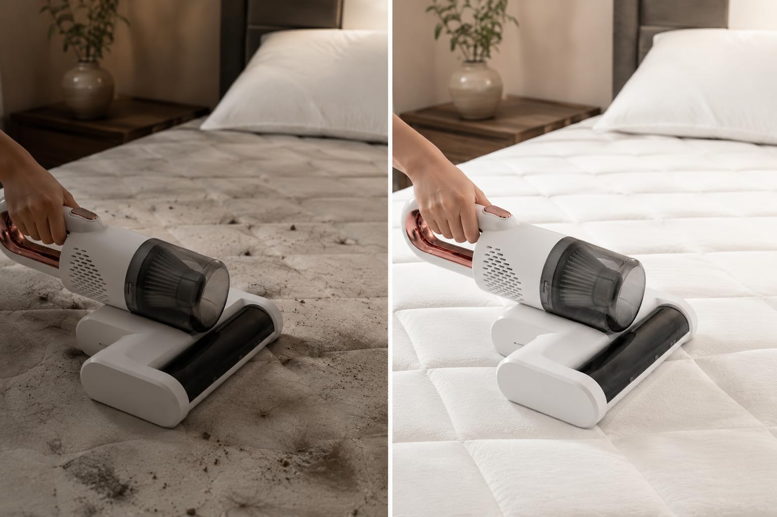 Aspirador antiácaros para colchones portátil, aspirador multifunción UV para cama y sofá, aspiradora inalámbrica con filtro HEPA lavable, eliminación de polvo y pelo, carga USB