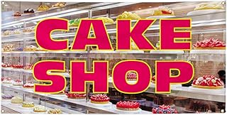 Vinyl Banner Multiple Sizes Cake Shop Outdoor Advertising Printing Business Outdoor Weatherproof Industrial Yard Signs White 4 Grommets 16x40Inches