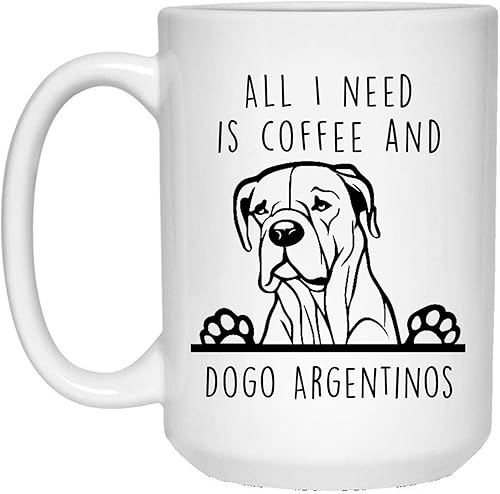 I Love Coffee And Dogo Argentino Peeking Funny Gifts For Dog Mom Christmas 2025 Gifts White Coffee Mug White 15oz