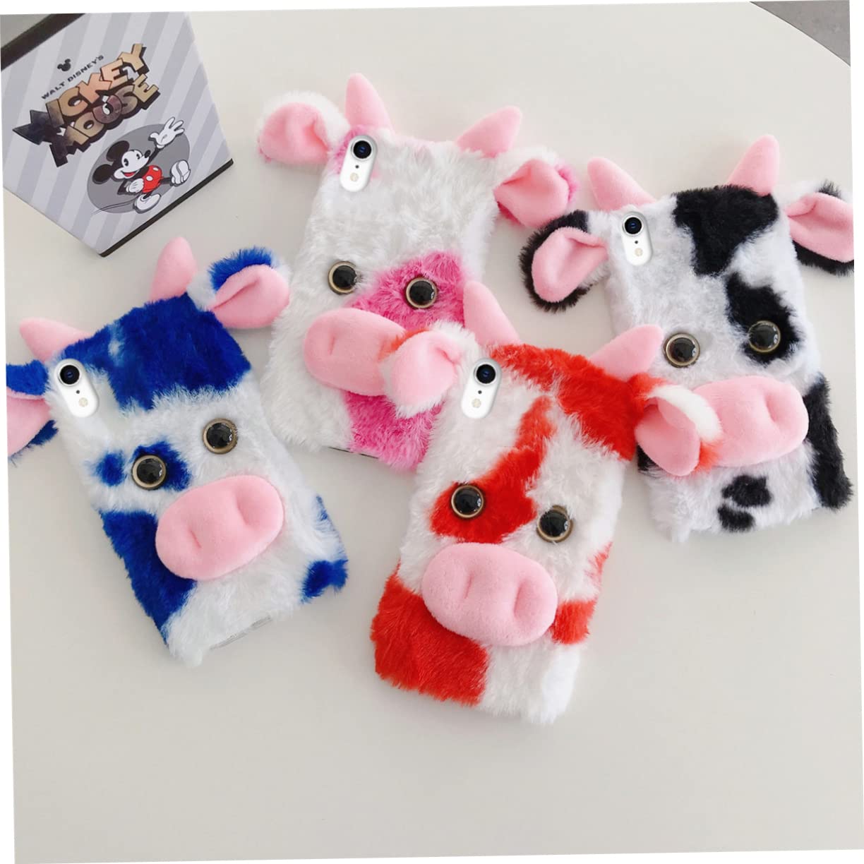 DOITOOL 3piezas Funda De Teléfono De Vaca Suave y Peluda Compatible con Diseño De Dibujos Animados Protección Duradera y Acceso Fácil Puertos